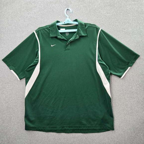 Nike Men Polo Shirt 2XL Green Logo Swoosh Embroidered Short Sleeve Y2K - Picture 1 of 11